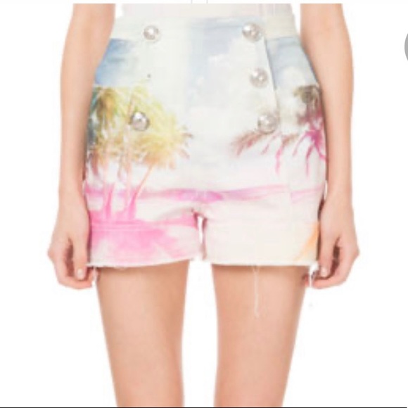 Balmain Pants - Balmain Multicolor Stretch Denim Short